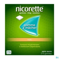 Nicorette fruits 2mg sans sucre gommes a macher 210 | Aesiel