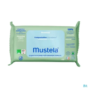Mustela lingettes nettoyantes compostables parfumees x60 | Aesiel