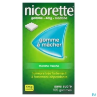 Nicorette menthe fraiche 4mg sans sucre gommes 105 | Aesiel